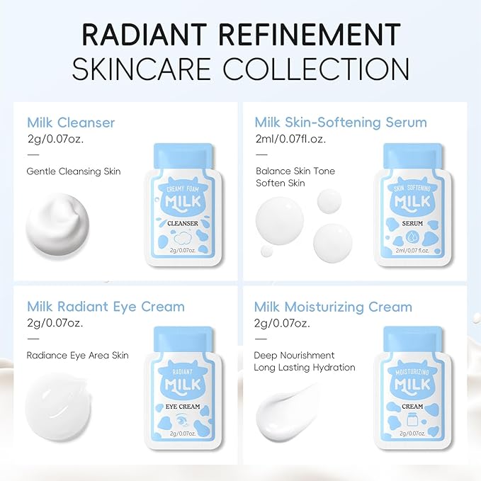 60 PCS Travel Milk Skincare for Kids 10-12, Kids Skin Care Set for Girls Ages 8-12, Preteen & Teen Skin Care Kit with Milk Extract, Christmas Gifts for Teenage Girls, Smooth Hydrating