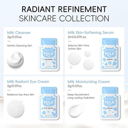 60 PCS Travel Milk Skincare for Kids 10-12, Kids Skin Care Set for Girls Ages 8-12, Preteen & Teen Skin Care Kit with Milk Extract, Christmas Gifts for Teenage Girls, Smooth Hydrating