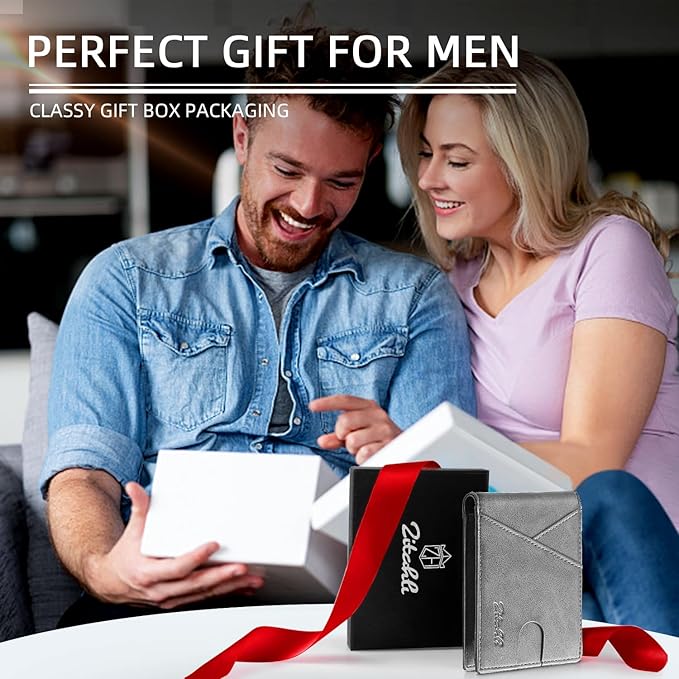 Zitahli Wallet for Men Slim 11 Credit Card Holder RFID Blocking Small Men's Wallet Bifold Minimalist Front Pocket With Mens Gifts Box