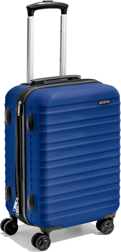 (Not Made In China) Carry-On Luggage Hardside Spinner, 4 Wheels, Lightweight and Expandable 22 Inch Suitcase Rolling Carryon (Navy Blue)