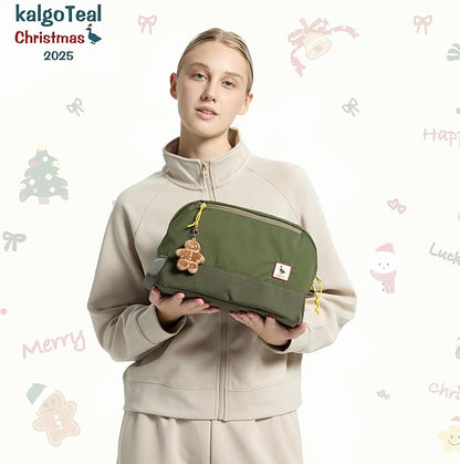 Travel Toiletry Bag 8L, Large Packing Cube with Waterproof TPU Wet/Dry Compartment (Christmas Edition)