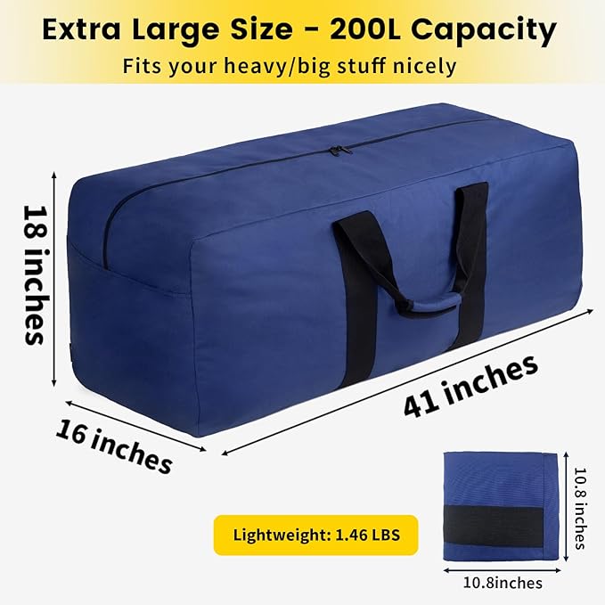 Vorspack Extra Large Duffle Bag for Travel - 200L Duffel Bag for Men Gear Bag for Storage Foldable Weekender Bag for Overnight Camping - Blue