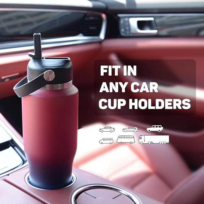 40oz Water Bottle Insulated with Straw,Leak Proof Water Bottles Fit in Car Cup Holder，Mens Water Bottle Stainless Steel for Gym,Hiking,Travel，Sport,Bpa free