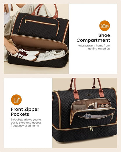 LOVEVOOK Convertible Travel Duffle Bag for Women Men, Garment Bag for Travel, Quilted Overnight Weekender Carry On Duffel Bags for Airplane, Suit Bags for Trip, Business