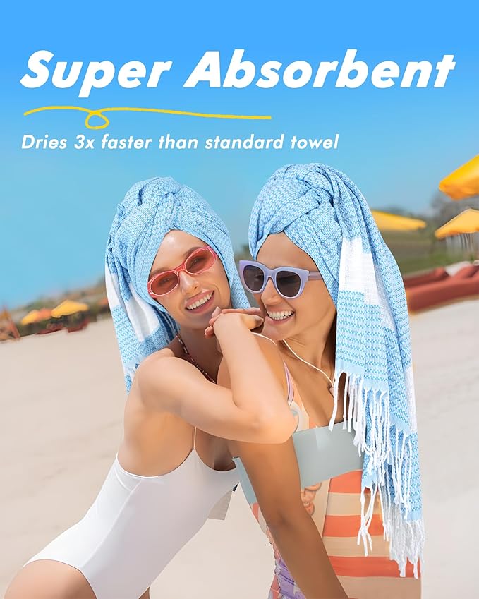 Genovega 2 Packs Oversized Turkish Beach Towels 74"x38" Thin Quick Dry Sand Free Pool Swim Bathing Towel Extra Large Blanket Adult Travel Essentials Accessories Summer Vacation Orange Grey Dot