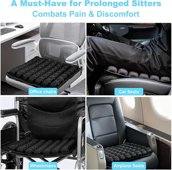 Inflatable Sondure Travel Cushion with Built-in Pump for Airplane Seat, Office Chair and Car Seat Use, Comfortable Buttock Support, Ideal for Long Haul Travel