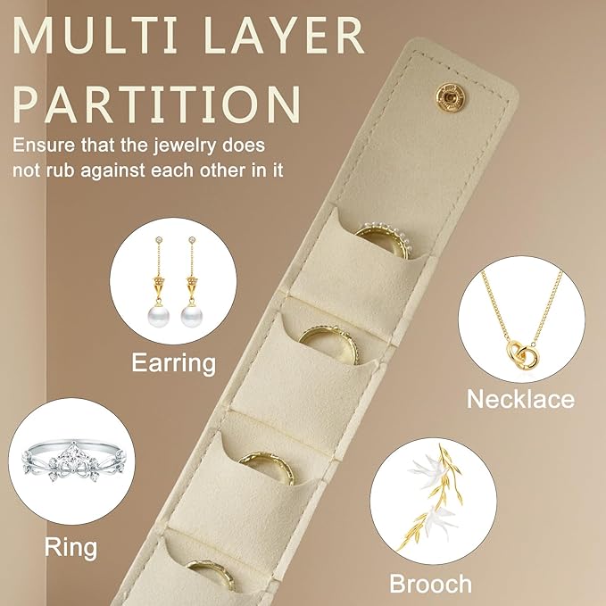 3PCS Mini Travel Jewelry Bag Travel Jewelry Roll Bag with Buckle Foldable Multi Functional Travel Jewelrys Pouch with Buckle Small Jewelry box for Earrings, Rings, Necklaces