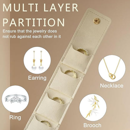 3PCS Mini Travel Jewelry Bag Travel Jewelry Roll Bag with Buckle Foldable Multi Functional Travel Jewelrys Pouch with Buckle Small Jewelry box for Earrings, Rings, Necklaces