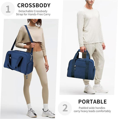 SeaRock 14 inch Small Gym Bag for Women & Men - Mini Duffle Bag for Travel, Sports, Workout, Weekender & Overnight with Shoe Compartment Navy Blue