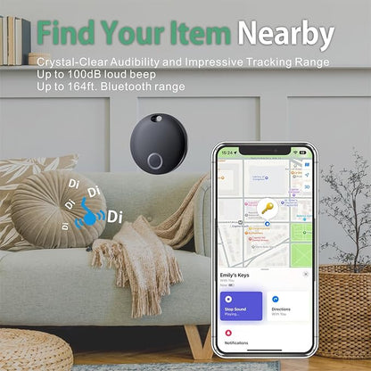 Reyke Smart Tag, Bluetooth Luggage Tracker, Works with Apple Find My (iOS Only), Item Locator for Key, Luggage, Backpack, Wallet, IP67 Waterproof, 4 Pack, Black+White