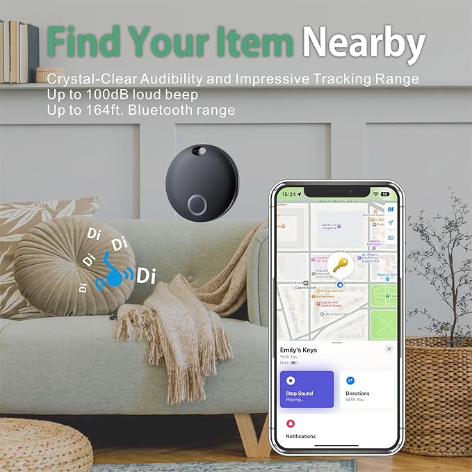 Air Tracker Tag, Bluetooth Tracker-4 Pack Works with Apple Find My (iOS Only), Smart Tags for Luggage, Keys, Backpack, IP67 Waterproof