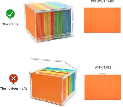 File Organizer Box with Lid,Hanging Filing Folder Organizer for Document Storage with Plastic Slide,Letter-size File Holder Filing Box for Office/Home/Decor/（3Pack）