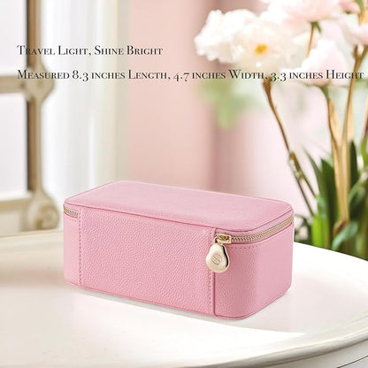 Vlando Travel Jewelry Box Organizer - 12 Small Velvet Zipped Pouches Pockets for Jewelries Necklaces Rings Earrings Sorting Storage, Strawberry Pink