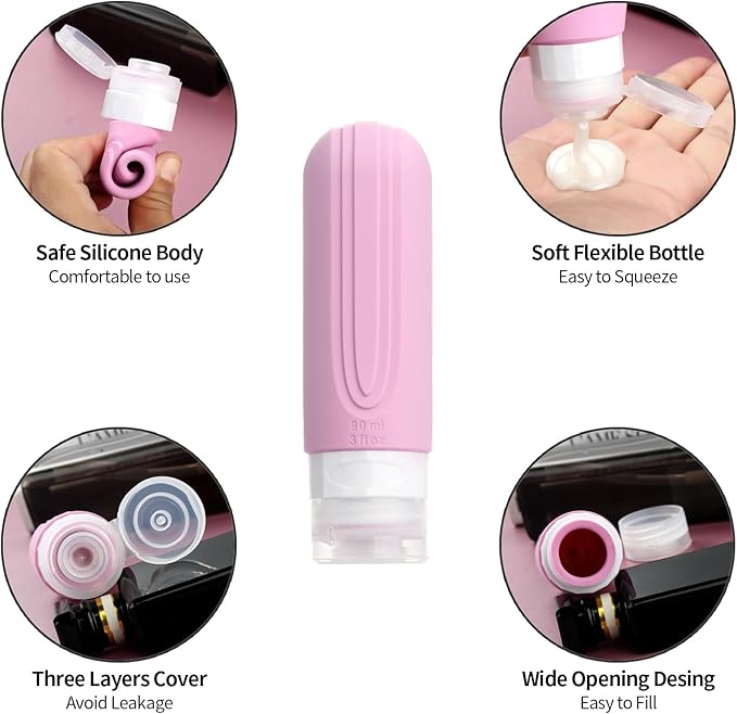 16 Pack Travel Bottles for Toiletries, Oversize 6oz Silicone Travel Containers, Leak Proof Refillable Liquid Shampoo And Conditioner Travel Essentials