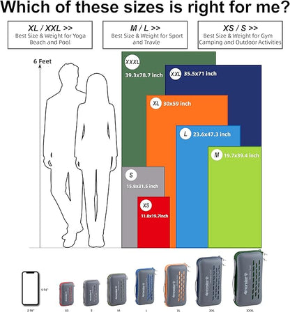 4Monster Camping Towel Super Absorbent, Quick Dry Microfiber Travel Towel, Fast Drying Ultra Soft Compact Gym Towel for Hiking Swimming Beach Yoga Travel Sports Backpack (Marine Blue, 71.00" x 35.00")