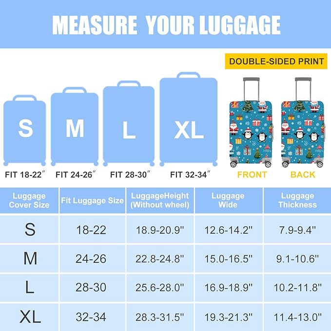 Christmas & Cute Animal Luggage Cover – Stretchable Waterproof Suitcase Protector, Holiday & Travel Luggage Sleeve, Multiple Patterns,L