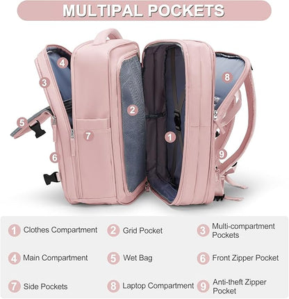 Casual Backpack Traveling Backpack, A-pink, Expandable, Travel Backpacks
