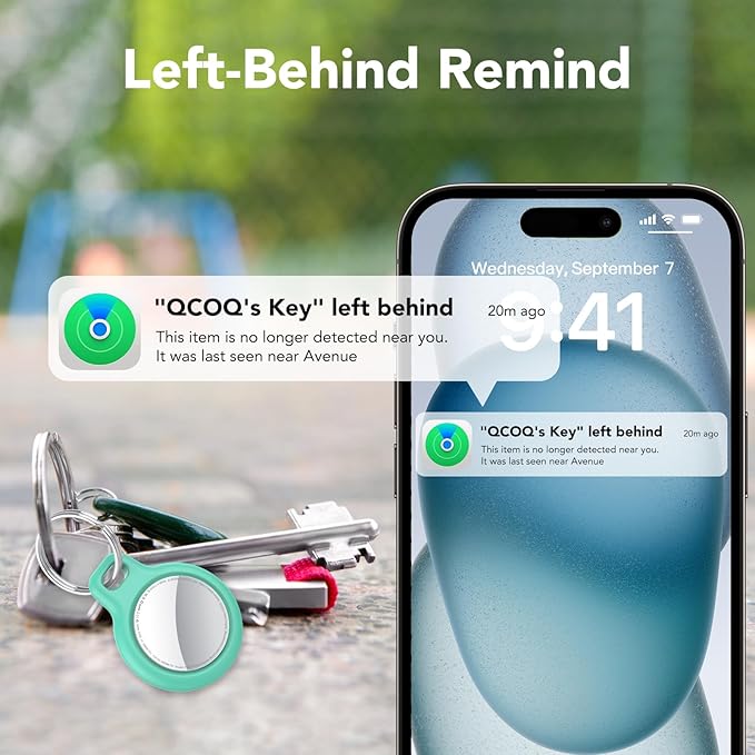 Air Tracker Tags 6 Pack, Bluetooth Trackers Work with Apple Find My (iOS Only), Smart Tag with Protective Case/Keychain, Item Finders for Luggage/Key/Suitcases, Replaceable Battery, Mint Cyan