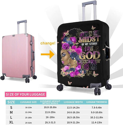 Travel Suitcase Protector Light skin african american Elastic Protective Washable Luggage Cover With Concealed Zipper Suitable For 18-32 Inch (L (for 25--28 inch luggage))