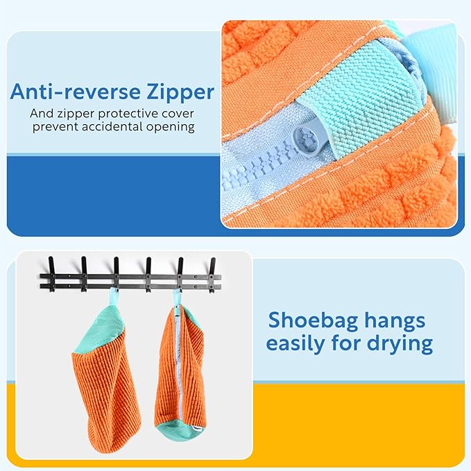 Shoe Bag For Washing Machine Laundry Shoe Bag 2 PCS Set Orange, Sneaker Trainer Tennis Shoe Washing Machine Bag, Shoe Washing Bag Fluffy Fiber Inside, Large Size Shoe Laundry Bag, Shoe Cleaning Bag