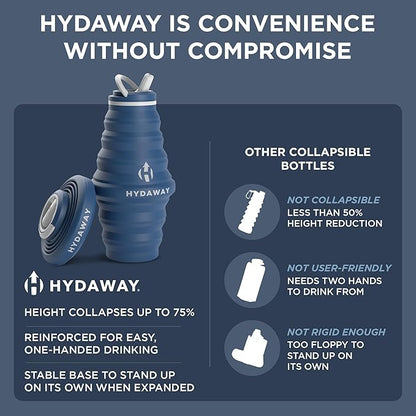 HYDAWAY 25oz Collapsible Water Bottle - BPA-Free, Leakproof, Lightweight, and Space-Saving - Perfect for Hiking, Travel, and All-Day Hydration