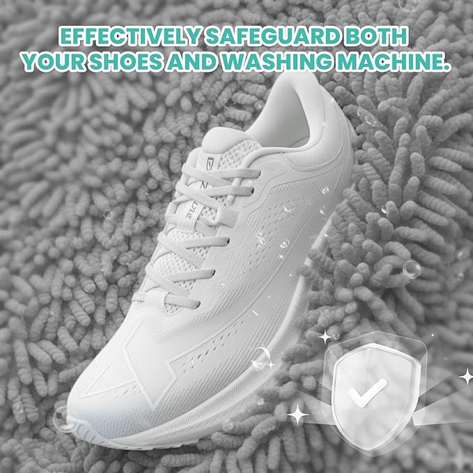 Shoe Washing Machine Bag, 2-Pack Reusable Shoe Bag for Washing Machine, 360° Deep Clean for Sneaker, Running Shoes,Bras, Delicates and Toys, Includes 2 Shoe Storage Dust Bags（Grey)