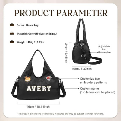 Personalized Duffel Bag Custom Sport Gym Travel Bags Embroidered Name Text Customized Dry Wet Separated Weekend Waterproof Bag for Women Men (C-Black)