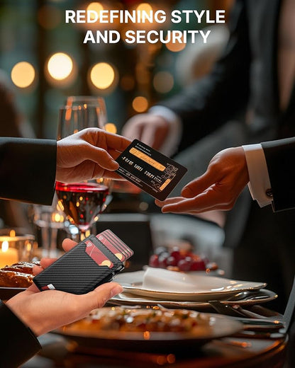 typecase Wallet for Men: Rfid-blocking with Money Clip Slim Leather Bifold ID Window Smart Pop Up Card Case Front Pocket Wallet with Gift Box (Black Orange)