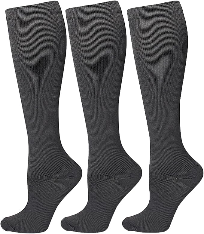Bestjybt 3 Pairs Compression Socks for Women & Men Circulation 15-20 mmHg Support Socks for Athletic Running Cycling