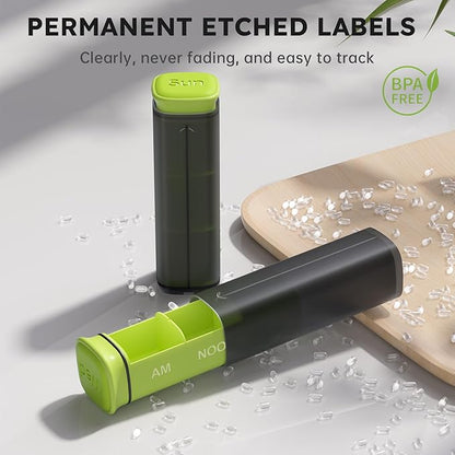 Weekly Pill Organizer 3X a Day, Detachable Pill Box 7 Day, Large 3 Times Daily Pill Case, Travel Pill Container Holder, Week Medication Dispenser Pillbox for Vitamin Supplement Medicine, Green