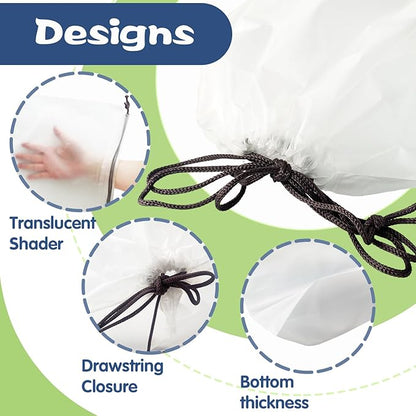 100 Pcs Translucent Shoes Bags for Travel,Large Clear Shoe Organizers,Drawstring Storage Bags with Rope for Men and Women (11.8 x 15.7 Inches)