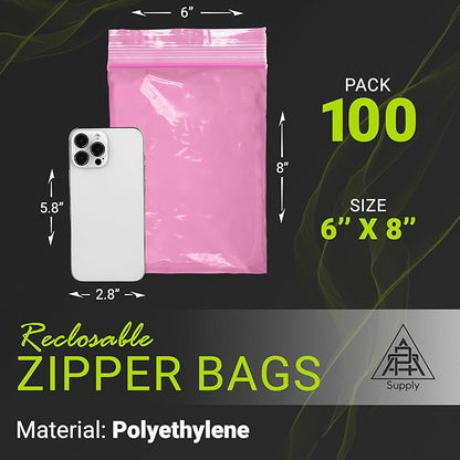 APQ Plastic Reclosable Zipper Bags, 6 x 8 Inch. Pack of 100 Anti Static Poly Bag. Plastic Jewelry Bags. Anti Static Bag Resealable. Resealable Plastic Bags. Jewelry Poly Bags Reclosable