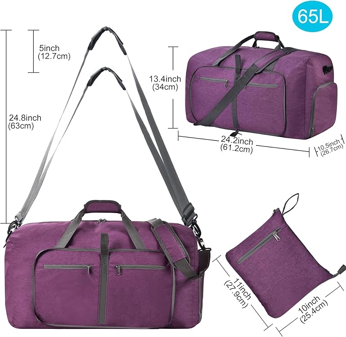 Felipe Varela Duffle Bag with Shoes Compartment and Adjustable Strap,Foldable Travel Duffel Bags for Men Women,Waterproof Duffel Bags