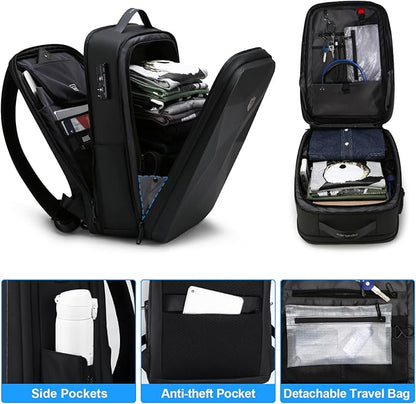 FENRUIEN 17 Inch Laptop Backpack for Men,Waterproof Anti Theft Computer Backpack with USB C Charging Port,Hardshell Gaming Laptop Bag,Black