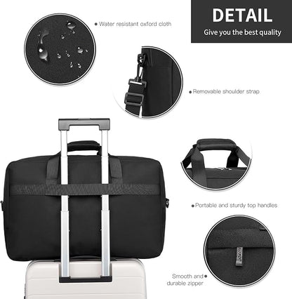 Kono Travel Duffel Bag 48L Large Carry-on Bag Sports Tote Gym Bag Weekender Overnight Bags for Men Women 21.65"x13.78"x9.84" Black