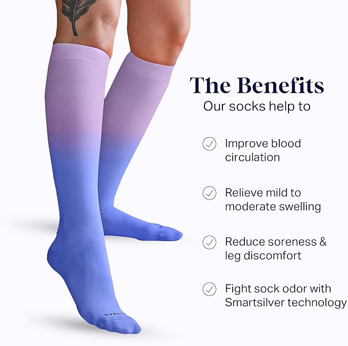 Comrad Nylon Knee High Socks - 15-20mmHg Graduated Compression Socks - Soft & Breathable Support Unisex Socks