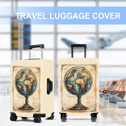 Luggage Cover Washable Suitcase Protector Anti-scratch Suitcase cover Fits 20-34 Inch Luggage (Globe, XL(32-34inch suitcase))