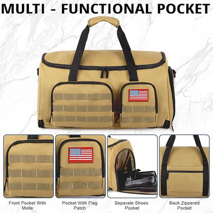 3-in-1 Tactical Garment Bag For Men,55L Large Capacity Convertible Suit Bag,Garment Bags For Hanging Clothes With Shoes Compartment, Multi-Functional Suit Bag For Travel Business