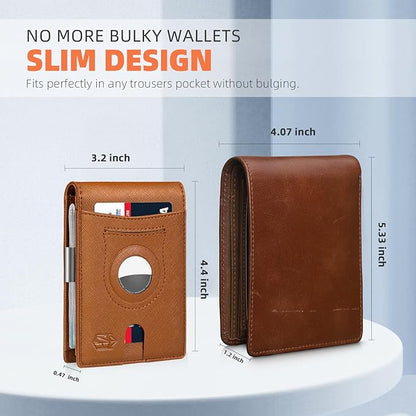 Zitahli Men's Wallets Airtag Holder Slim Rfid Leather with Gift Box