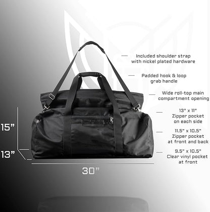 Xtreme Sight Line ~ Xecutive Transport Faraday Duffel Bag with Removable XTECH Pouch for Computer Towers and Other Large Electronics ~ Data Security ~ Shoulder Strap Included ~ Silver