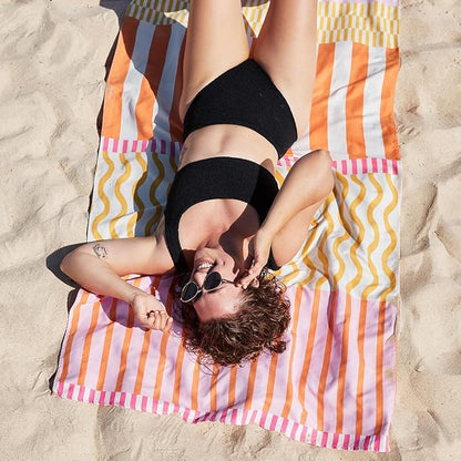 Dock & Bay Beach Towel - Quick Dry, Sand Free - Compact, Lightweight - 100% Recycled - Includes Bag - Sunset Boulevard - Set of 4 - Large (160x90cm, 63x35)
