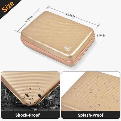 Boobowl Hard Travel Case for Hair Clippers, Hair Cutting Barber Supplies Organizer Bag, Trimmer Storage Holder for Ufree/for Wahl/for Andis Men Razor Guard Grooming Kits -Gold