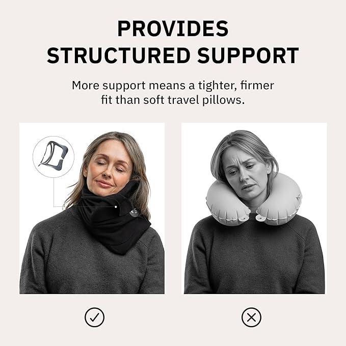 trtl Pillow Plus - Airplane Neck Pillow for Traveling - Height-Adjustable, Breathable Travel Pillow for Head and Neck Support While on Planes, Cars, and Trains - Machine Washable