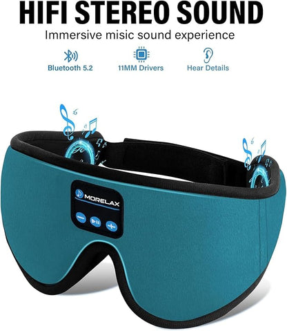 Sleep Mask with Bluetooth Headphones, 3D Sleep Mask Wireless Music Eye Mask for Sleeping Side/Back Sleepers Sleep Headphones Gift (Turquoise)