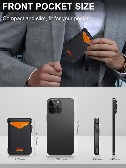Wallet for Men RFID Wallet with 2 ID Windows & Money Clip, Slim Pop Up Card Holder for 10-12 Cards, Bifold Minimalist Smart Wallet for Front Pocket, Compact Metal Credit Card Holder, Gifts for Men
