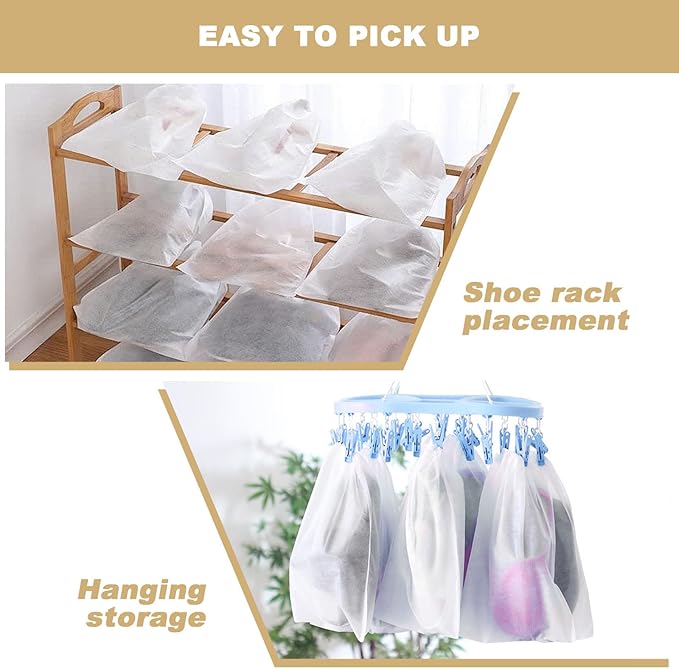 200 Pcs White Non-Woven Shoe Storage Bags – Dustproof Drawstring Travel Shoe Covers (12.5” x 18.5”) – Breathable & Portable Organizers for Shoes, Boots, Purses