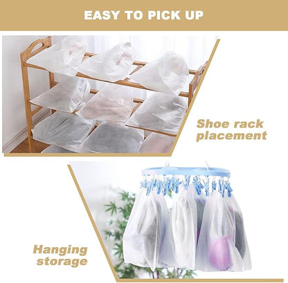 200 Pcs White Non-Woven Shoe Storage Bags – Dustproof Drawstring Travel Shoe Covers (12.5” x 18.5”) – Breathable & Portable Organizers for Shoes, Boots, Purses