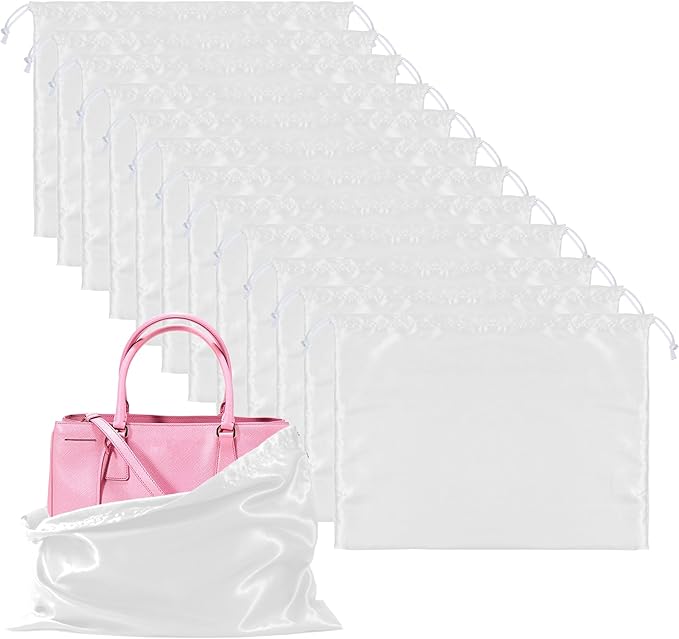 12 Pack Dust Bags For Handbags Travel Storage Pouch, Purse Dust Bags For Storage, Silk Dust Covers With Drawstring For Purse Shoes Boots