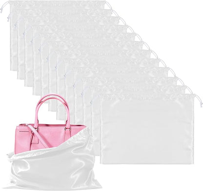 12 Pack Dust Bags For Handbags Travel Storage Pouch, Purse Dust Bags For Storage, Silk Dust Covers With Drawstring For Purse Shoes Boots