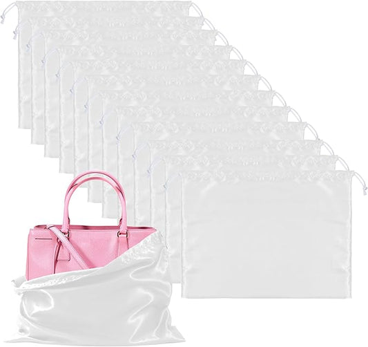 12 Pack Dust Bags For Handbags Travel Storage Pouch, Purse Dust Bags For Storage, Silk Dust Covers With Drawstring For Purse Shoes Boots
